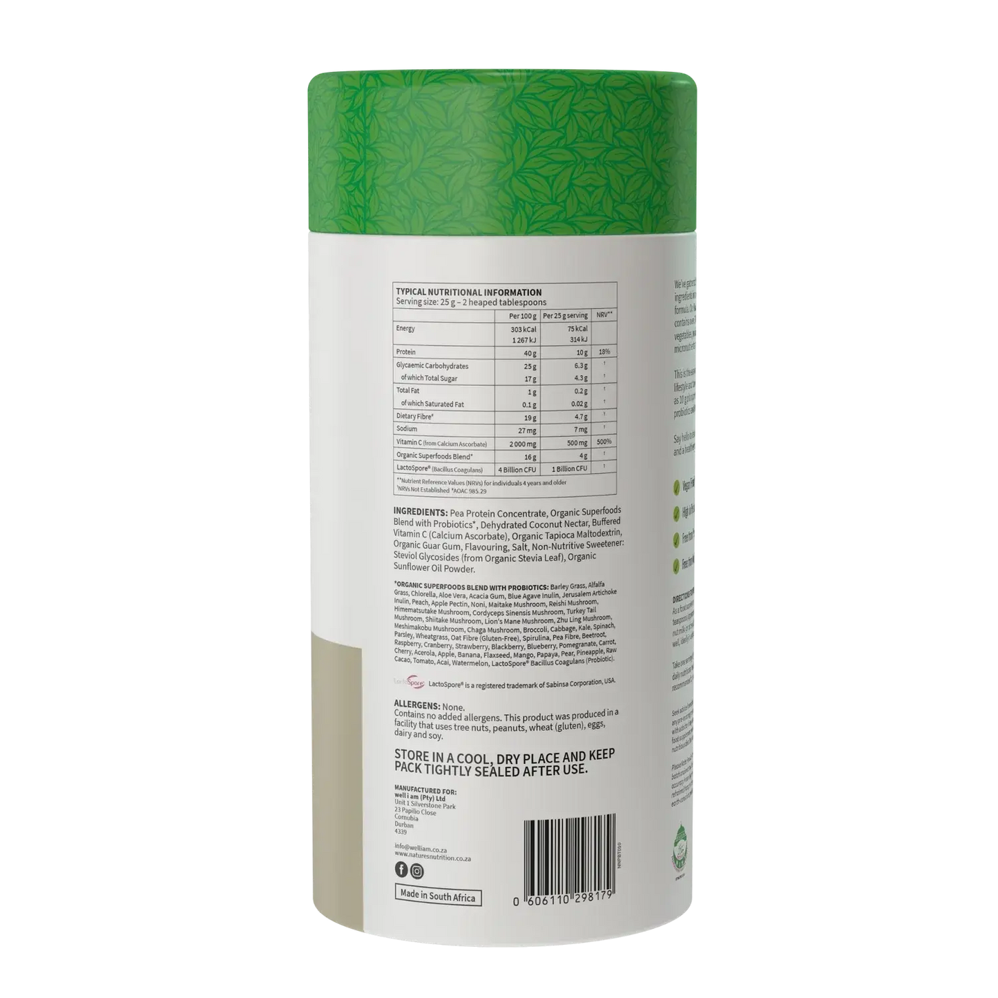 50 Organic Super Foods Drink Mix Raw Vanilla Nature's Nutrition