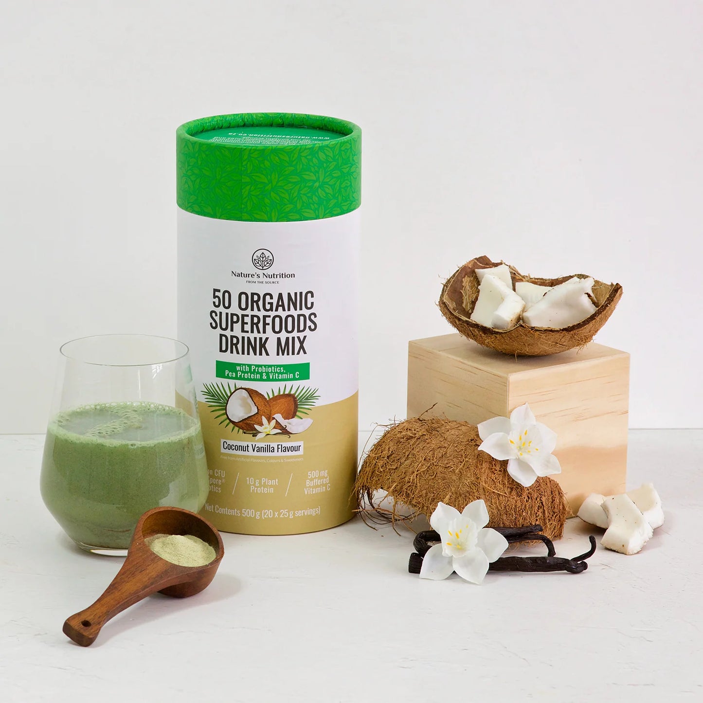 50 Organic Superfoods Drink Mix Coconut Vanilla