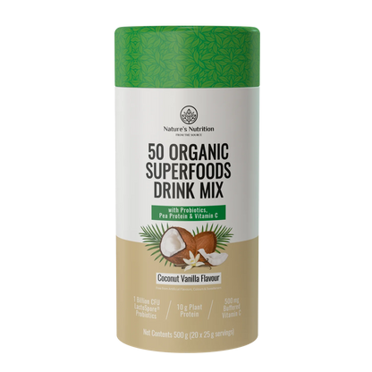 50 Organic Superfoods Drink Mix Coconut Vanilla