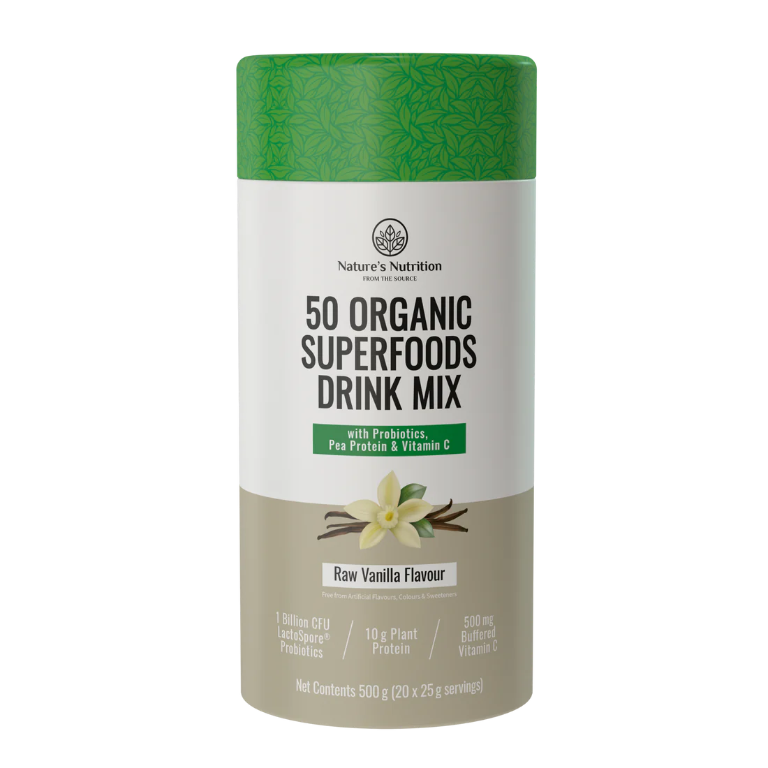 50 Organic Super Foods Drink Mix Raw Vanilla